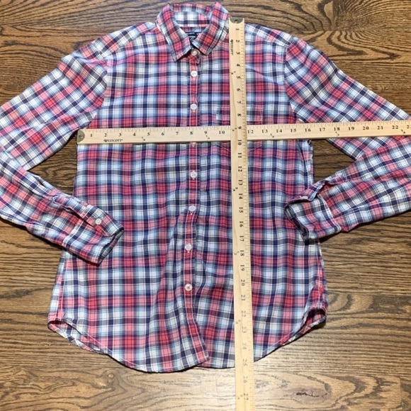 American Eagle Womens Pink Plaid Button Up, Classic Prep Fit, Size Small Petite - Picture 5 of 10